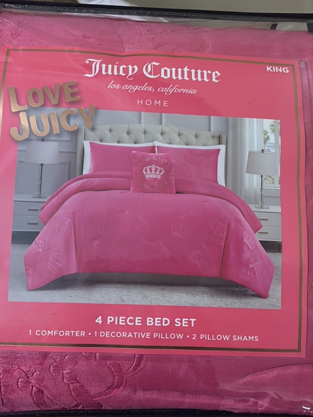 Juicy Couture Hot Pink 4-Piece Bed Set